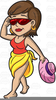 Old Woman Bathing Suit Clipart Image