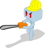 Cartoon Icecube Holding Chainsaw Clip Art
