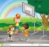 Children Playing Basketball Clipart Image