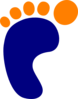 Blue Footprint With Orange Toes Clip Art