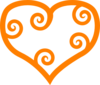 Curly Heart-orange Clip Art
