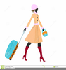 Woman With Suitcase Clipart Image
