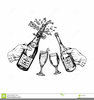 Black And White Champagne Glasses Clipart Image