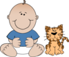 Boy With Cat Clip Art