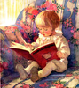 A Child Reading Clipart Image