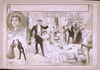 [horrified Onlookers In Formal Dress View Dead Woman And Smoking Gun On Floor; Vignettes Of Couple And Portrait On Left Side] Image