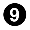 White Numeral  9  Centered Inside Black Circle  Clip Art
