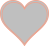 Double Outline Heart Peach With Grey Clip Art