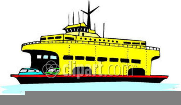 ferry boat black and white clipart