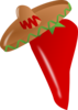 Red Chili Pepper Wearing A Sombrero Clip Art
