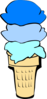 Ice Cream Cone Blue Scoops Clip Art