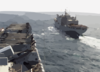 Uss Iwo Jima (lhd 7) Pulls Alongside The Military Sealift Command (msc) Combat Stores Ship Usns Concord (t-afs 5) Clip Art