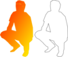 Orange Man Silohouette Squatting Clip Art