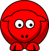 Sheep Red Looking Down To Right Clip Art