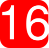 Red, Rounded, Square With Number 16 Clip Art