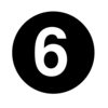 White Numeral  6  Centered Inside Black Circle  Clip Art