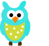 Teal Owl And Dots Clip Art