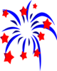 Blue Fireworks With Red Stars And Accents Clip Art