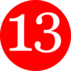 Red, Rounded,with Number 13 Clip Art