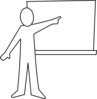 Teacher Pointing At Board Outline Clip Art