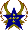 Blue Star With 5 Gold Star And Wings Clip Art