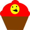 Cupcake Redbrown Smiling Face Clip Art
