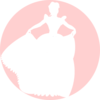 White Princess Silhouette In Pink Background Clip Art