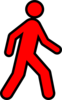 Red Walking Man With Black Outline Clip Art