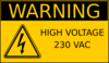 Warning High Voltage 230 Vac Clip Art