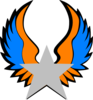 Orange And Blue Star Wings Clip Art