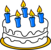 Birthday Cake With Blue Lit Candles Clip Art