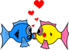Kissing Fish With Hearts Clip Art