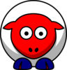 Sheep Looking Straight White With Red Face And Red Nails Clip Art