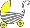 Gray Yellow Stroller Clip Art