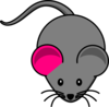 Single Pink Ear Gray Mouse Clip Art