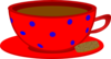 Red Cup, Saucer, Blue Polka Dots Clip Art
