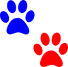 Paw Logo Blue Red Clip Art