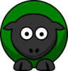 Sheep Looking Straight Dark Green Clip Art