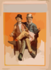 [two Men Sitting In One Chair, One Man S Leg Over The Other S, Both Smoking] Clip Art
