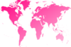 World Map Pink On Black Clip Art