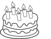 Bday Cake 5 Candles Black And White Clip Art