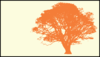 Tree, Orange Silhouette, Cream Background Clip Art