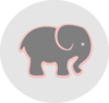 Grey Elephant With Pink In Circle Clip Art