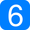 Blue, Rounded, Square With Number 6 Clip Art