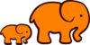 Orange Elephant Mom & Baby Clip Art
