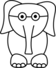 White Elephant With Glasses Clip Art