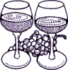 Large Wine Glasses With Grapes Purple Clip Art