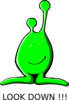 Look !!!  Grn Alien  Down Clip Art