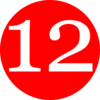 Red, Rounded,with Number 12 Clip Art