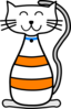 Smiling Striped Cat Character Clip Art